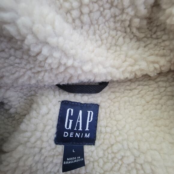 GAP Denim Trucker Jacket Womens / Unisex L Sherpa Lined Vintage Black - Picture 8 of 10